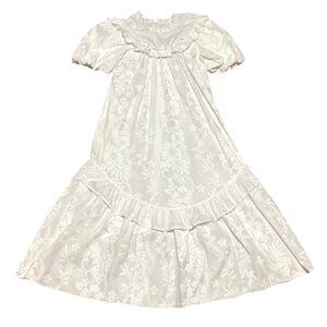 Vtg Hawaiian Muumuu Dress Sz XL Made in USA 100% Cotton Ruffle Hem Puff Sleeves